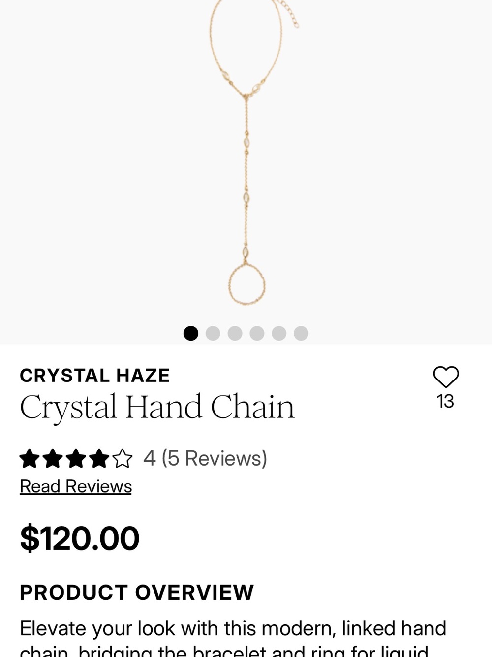 Crystal Haze Gold Crystal Hand Chain Bracelet